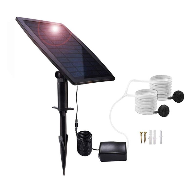 Lancoon Solar Powered Air Pump Kit, 2.5W Solar Panel, Air Pump, Air Hoses and Airing Stones for Garden Fish Tank Pool Fishing Pond - Image 1